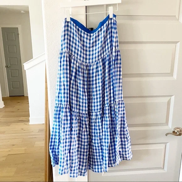 NWT Ralph Lauren Halldora Blue Gingham Midi Skirt - Picture 3 of 4